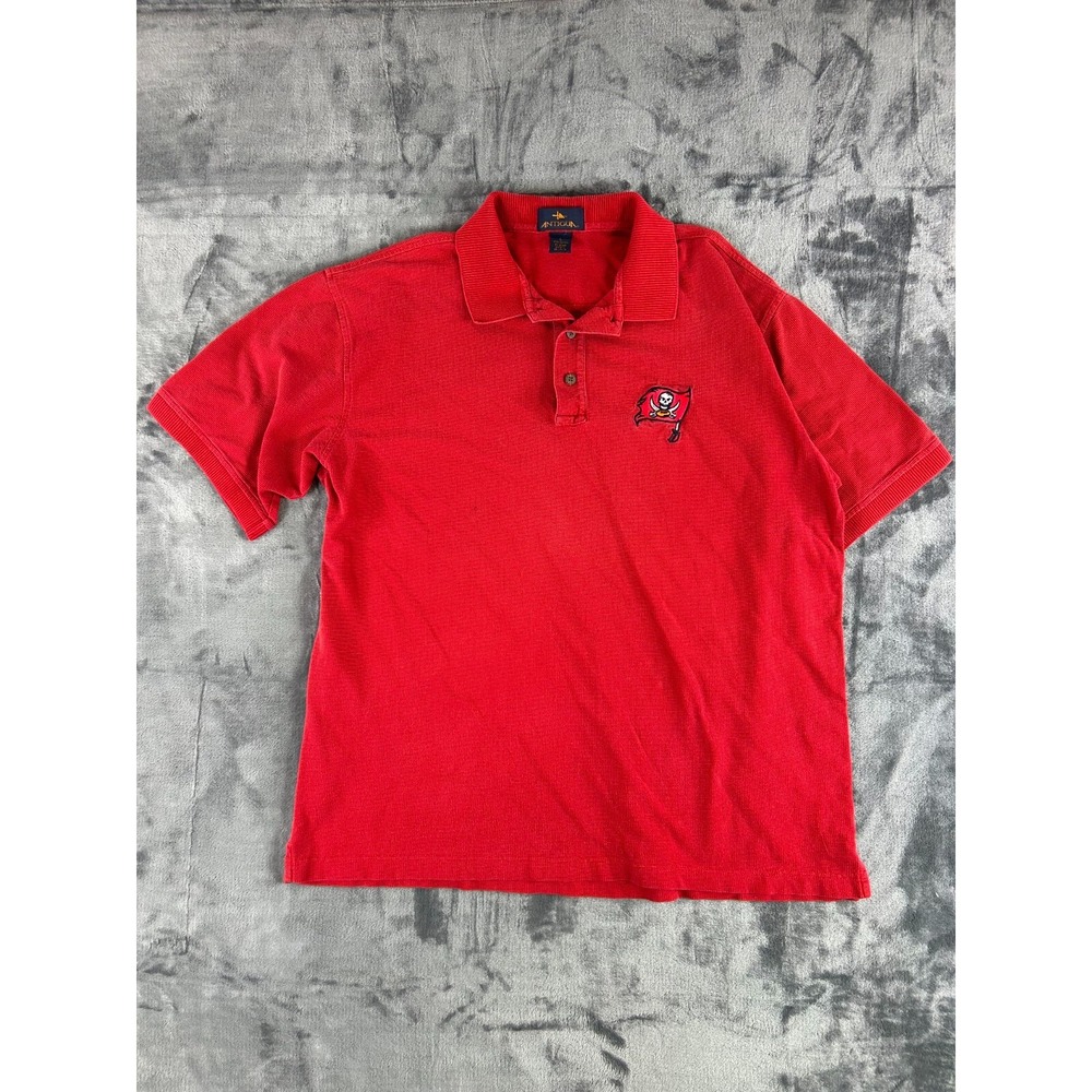 Vintage Antigua Tampa Bay Buccaneers Polo Shirt Large NFL Red Embroidered Logo‎